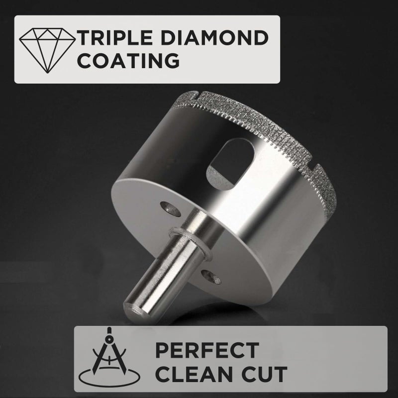 Drilax 2-1/2 Inch Diamond Hole Saw | 1-1/8" Depth of Cut | for Ceramic, Porcelain Tile, Glass & Stone | Perfect for Faucet, Drain, Shower Holes - Image 4